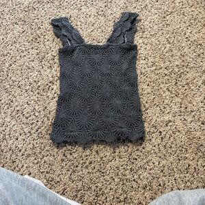 Free People Black Textured Tank Top